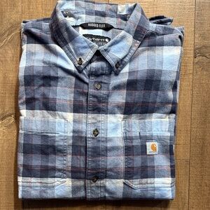 Carhartt Men's Casual Plaid Shirt - Blue and Gray